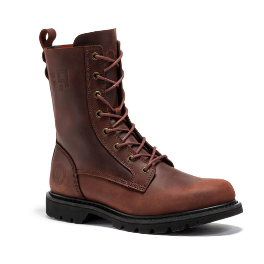 ROCKROOSTER Mantua Men's 8 inch Zip-sided Soft Toe Lug Sole Work Boots